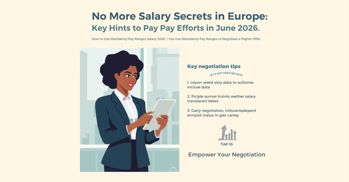 Job seeker reviewing a European job posting with a published salary range on a laptop before an interview